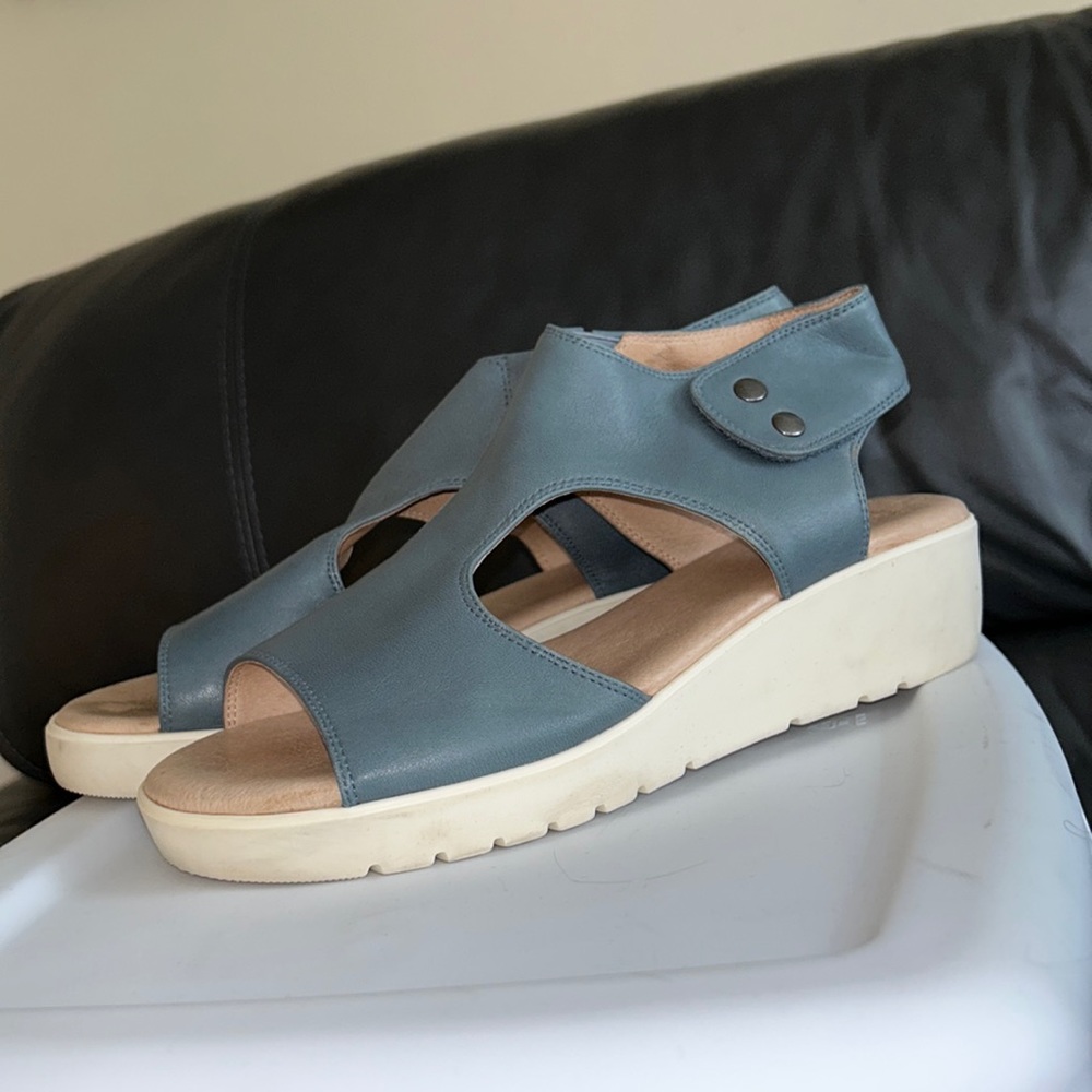 🌎Blue Platform Sandals